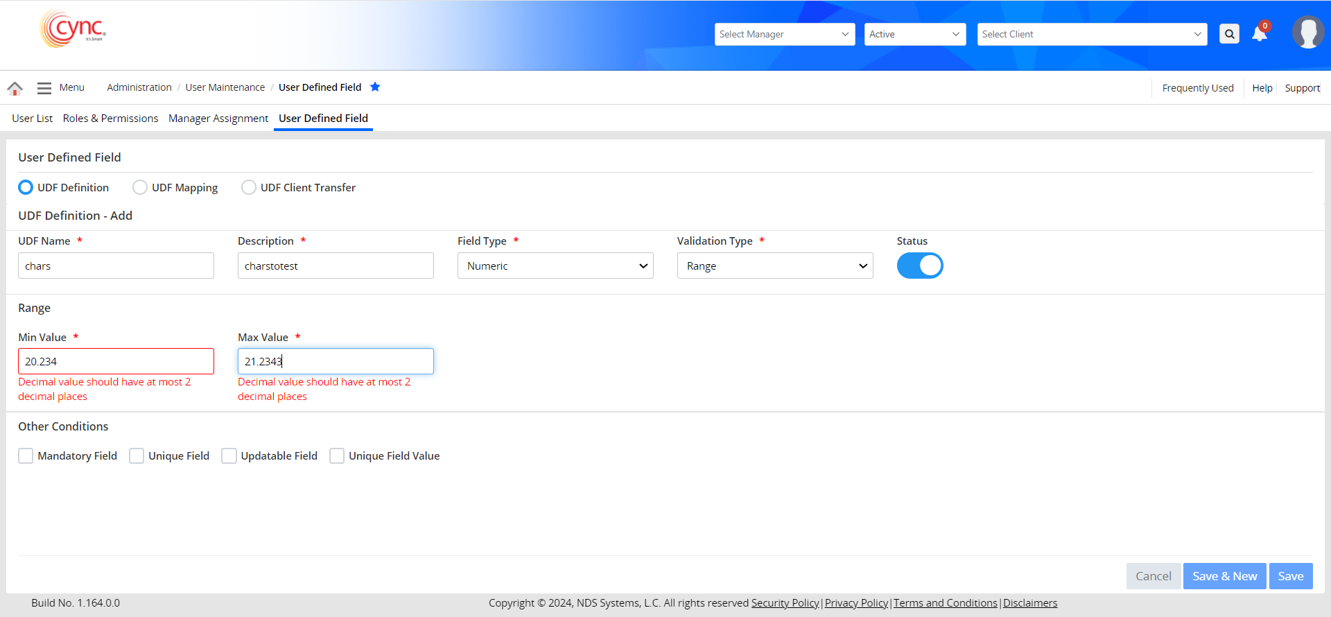 Udf - numeric range validation